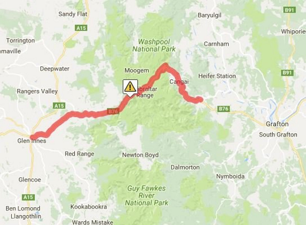 The Gwydir Highway is closed in both directions between the Mann River near Jackadgery and Glen Innes. The Gwydir Highway is closed in both directions between the Mann River near Jackadgery and Glen Innes.